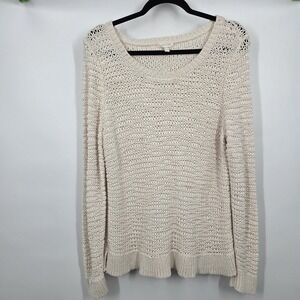 EILEEN FISHER Soft White Soft Cotton Scoop Neck Box Sweater XL Beach Cottage